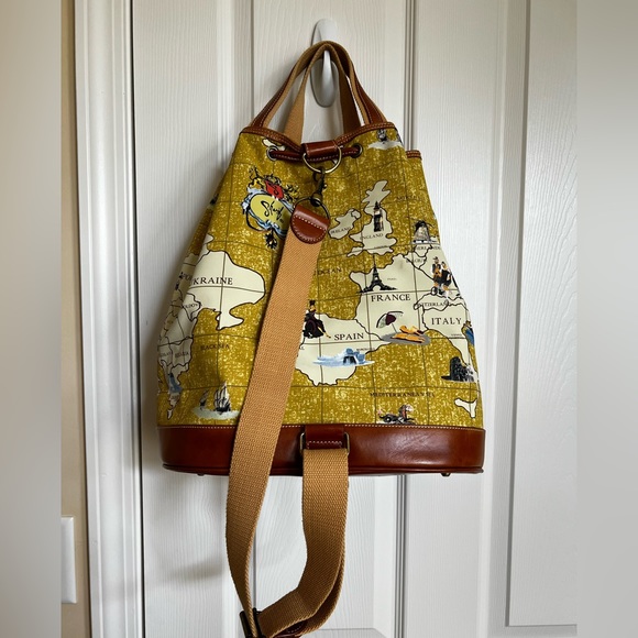 Leather, Sling Drawstring Tote Bag. Map Print. Travel by Sharif, Original 1827. - Picture 4 of 17